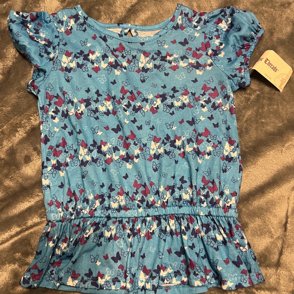 Kids Blue Butterfly Top